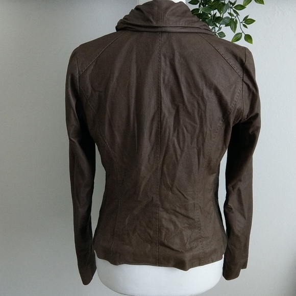 Vince brown leather moto jacket - Picture 7 of 14